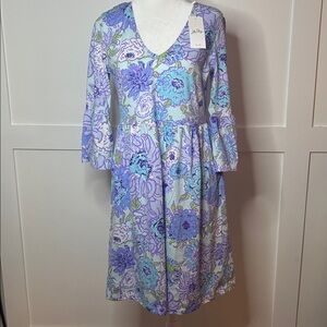 Lilly Pulitzer Janine V-Neck with 3/4 length sleeves in multi let it gogh in XS